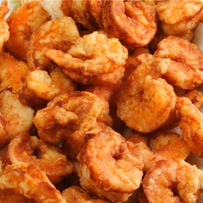 A pile of seasoned fried shrimp